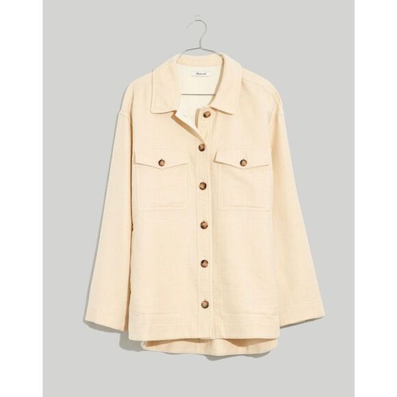 Madewell Plus 2X Women’s Cream Waffle Knit Oversized Branner Cotton Shacket - Picture 1 of 15
